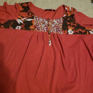 Avenue Rust Floral Yoke Top